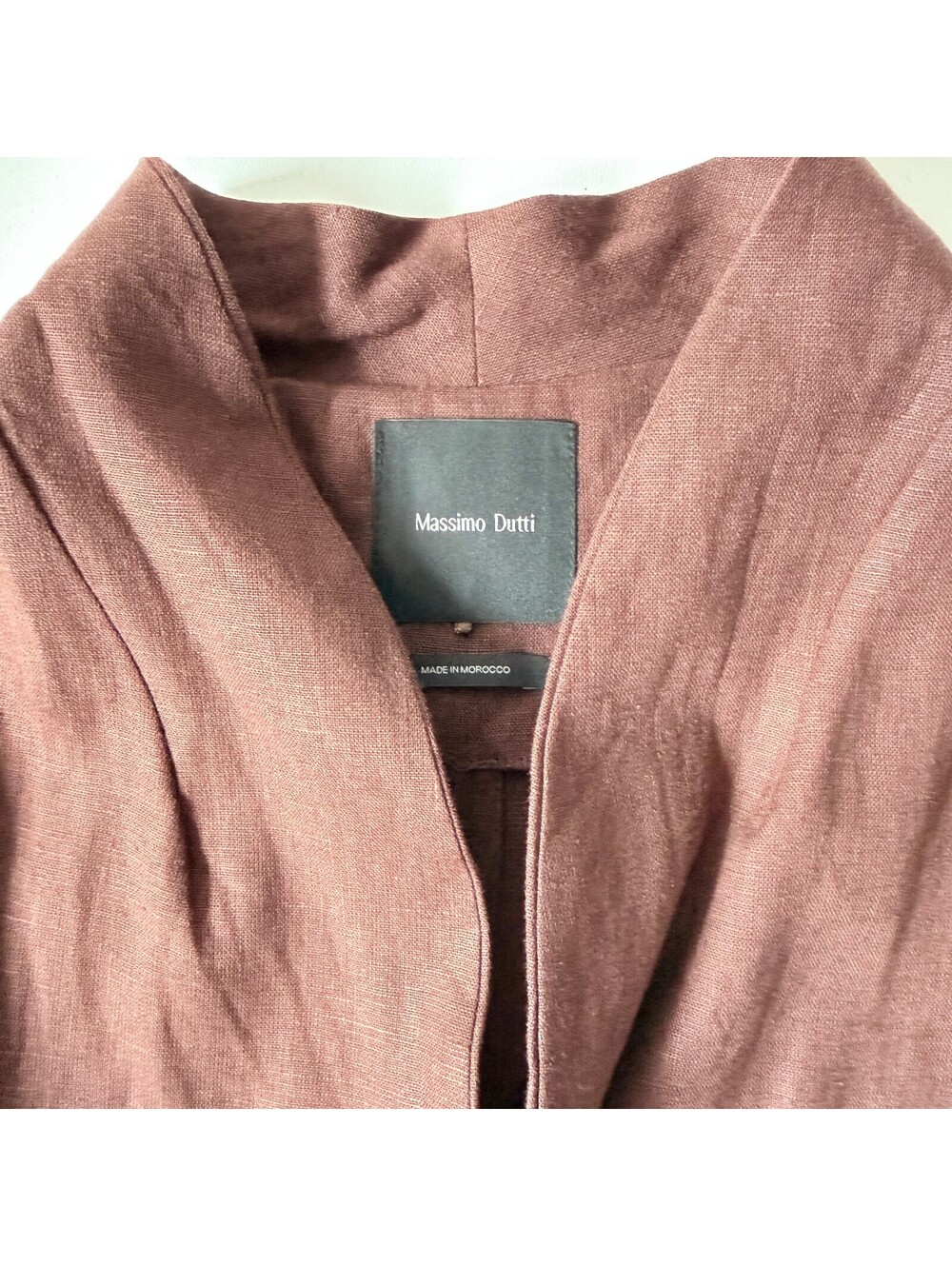 Massimo Dutti Linen Blend Kimono Jacket with Tie Detail - Chocolate, Size L - Picture 4 of 8